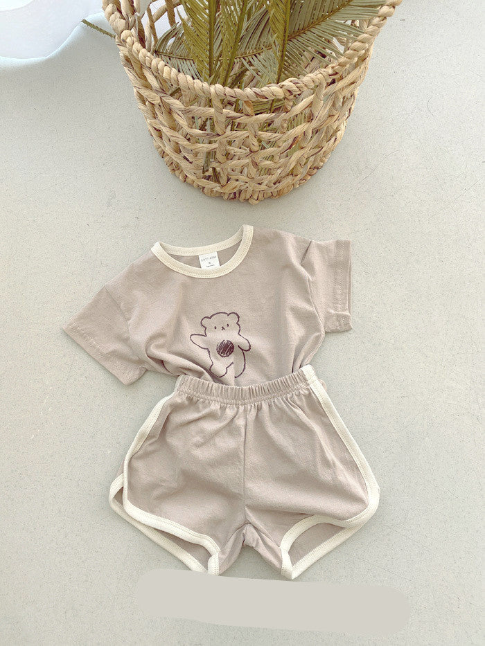 Baby Bear Cotton Suit de algodão de duas peças conforto para bebês e crianças pequenas