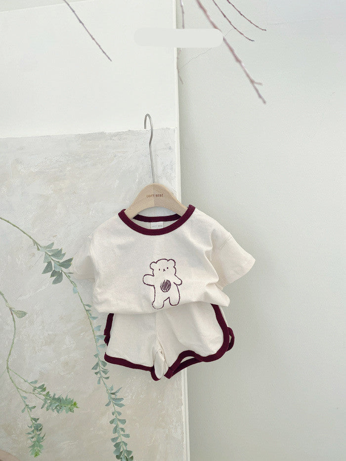 Baba medve pamut öltöny Kétrészes rajzfilm kényelem a csecsemők és a kisgyermekek számára