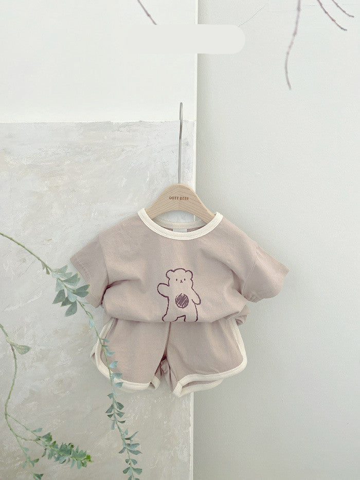 Baby Bear Cotton Suit Two-Piece Cartoon Comfort för spädbarn och småbarn