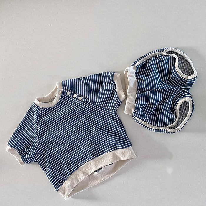 Baby randiga shorts set småbarn baby tvådelar set