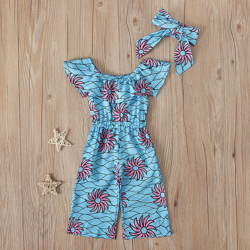 Toddler Girls Outfit 2 Piece Jumpsuit and Headband African Style Outfit 3-18 Months
