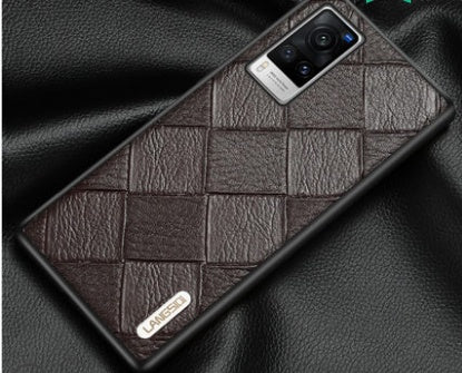 Suitable For Vivox60 Mobile Phone Case New Luxury X60Pro Ten High-End Anti-Drop X60Pro High-End Business X50 Handmade X50Pro All-Inclusive Cowhide Leather Men And Women Mobile Phone Protective H
