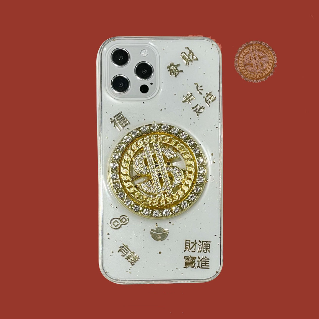 Brotage de diamant 3D Dollar Case de téléphone concepteur de luxe