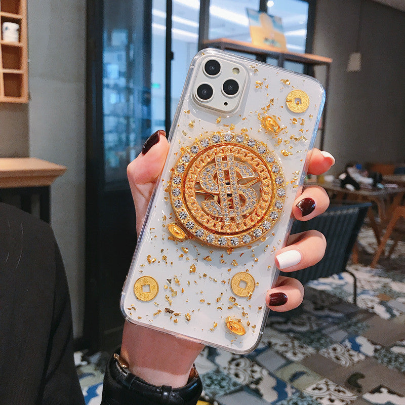 Brotage de diamant 3D Dollar Case de téléphone concepteur de luxe