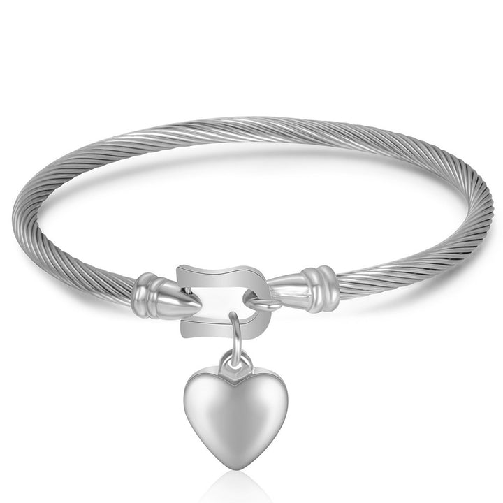 Horseshoe Buckle Bracelet Titanium Steel Heart Pendant Bangle