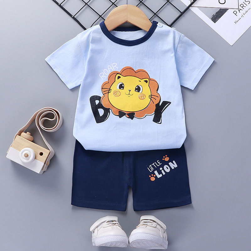 Children'S Short-Sleeved Suit Cotton Baby Summer Baby Clothes