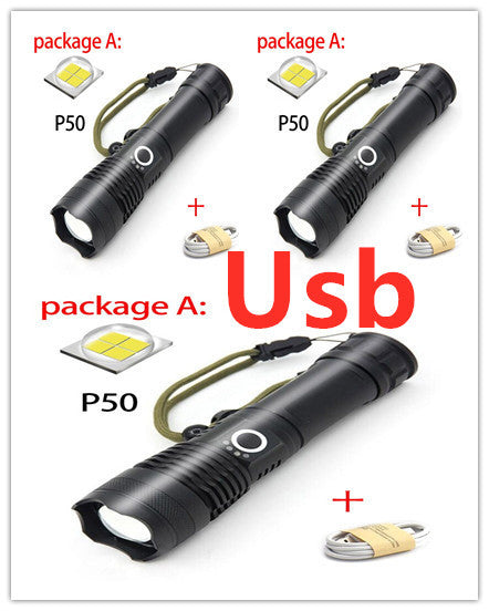 Lanternă cu Zoom P50 de încărcare USB