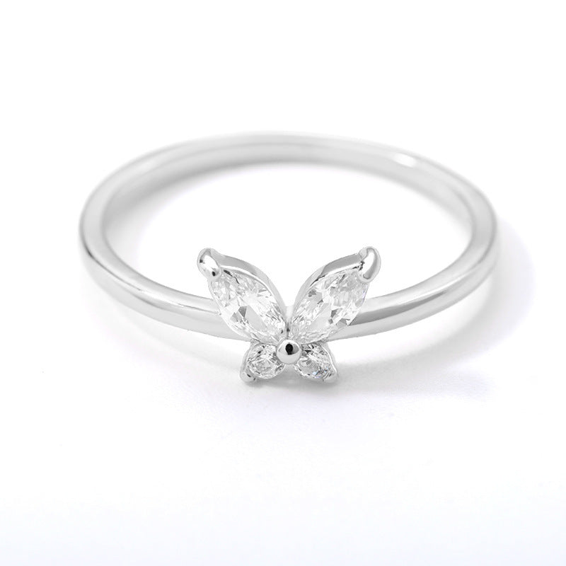 Charm Butterfly Ring For Women Crystal Zircon Rings Gold Silver
