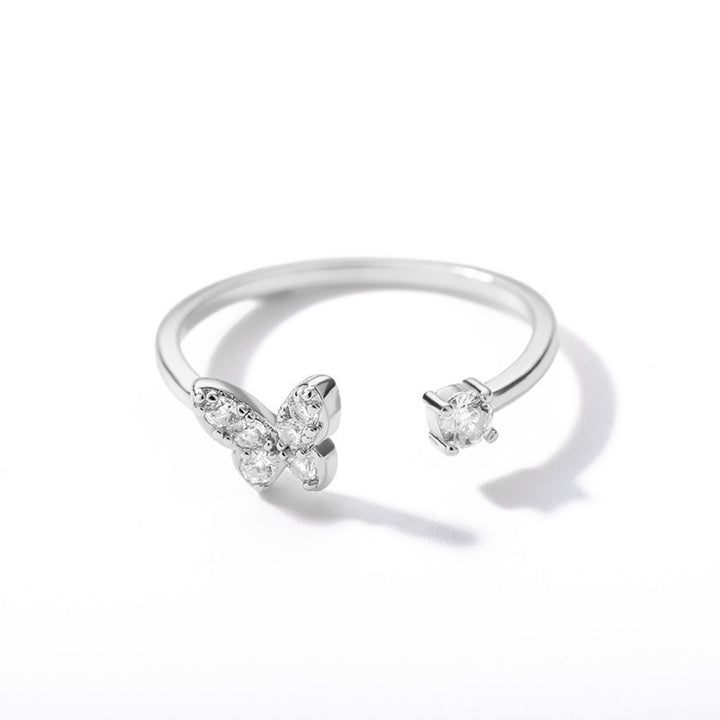 Kadınlar için cazibe kelebek yüzüğü kristal zirkon yüzük altın gümüş