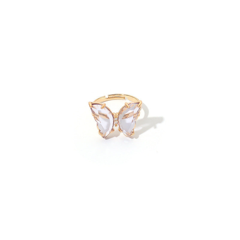 Charm Butterfly Ring For Women Crystal Zircon Rings Gold Silver