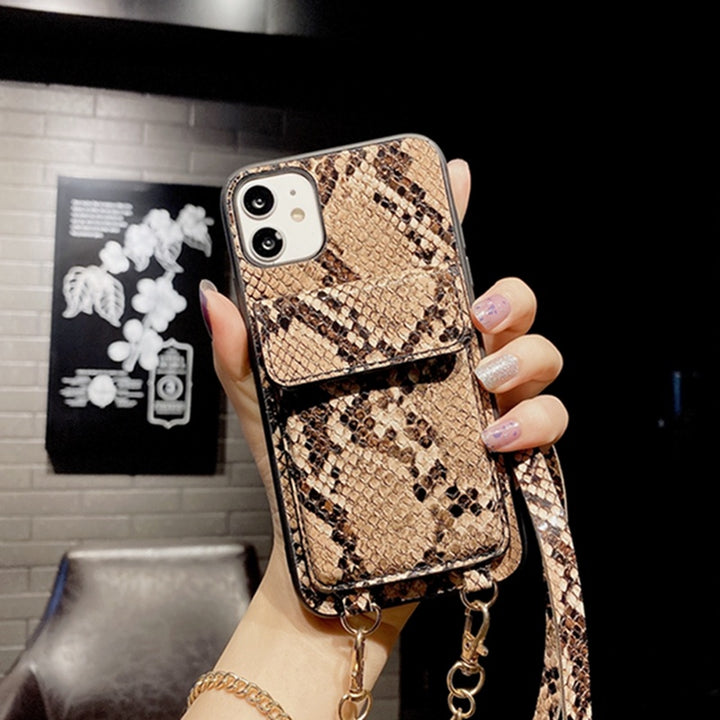 Mobile Phone Shell Snake Pattern Card Anti-drop Shell Diagonal 11 Card Protective Cover