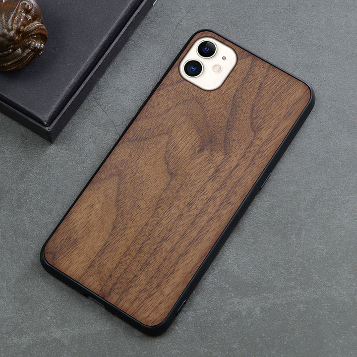 New Product Max Wooden Mobile Phone Case Retro Apple 12mini Anti-fall Protective Cover Creative Application
