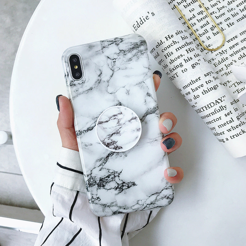 Case de téléphone en marbre de luxe avec porte-téléphone