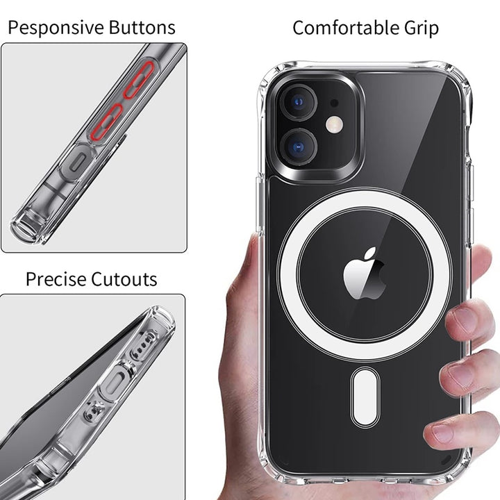 12 capa de telefone magnético Anti-Drop Transparent Protective Cober