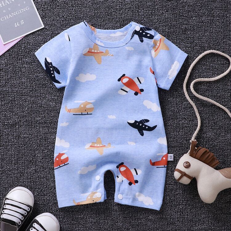 Baby One-Piece Clothes Baby Print Short-Sleeved Romper Bag Fart Suit