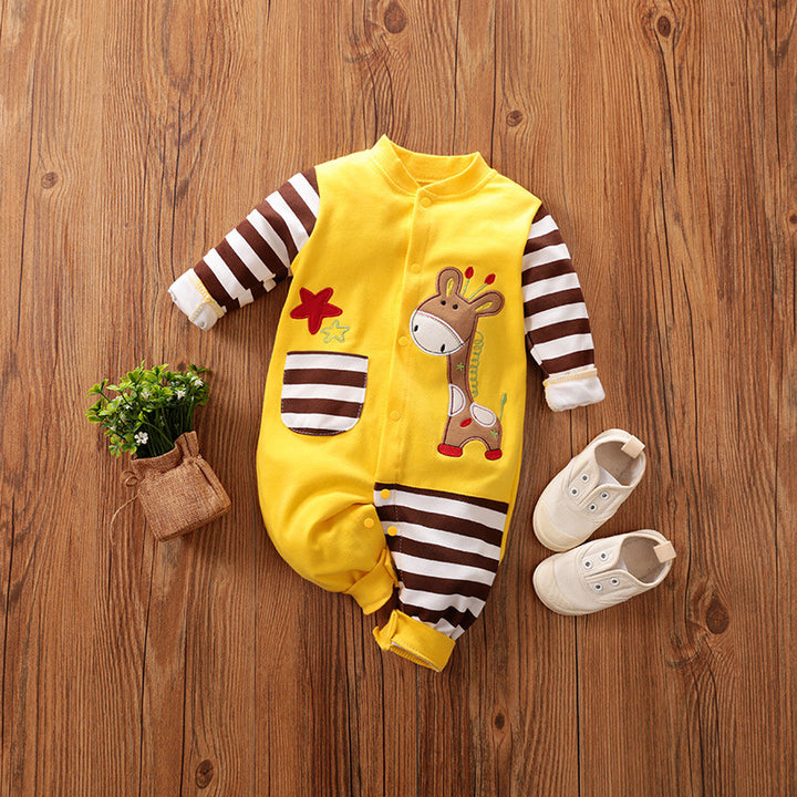 Bebek romper yenidoğan uzun kollu romper bahar ve sonbahar yaz pamuklu bebek kıyafetleri