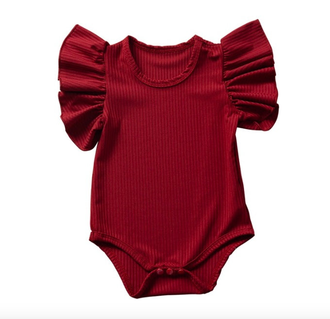 Baby Boy And Girl Short-sleeved Ruffle Jumpsuit