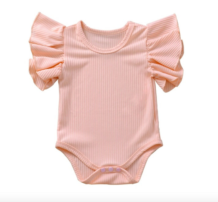 Baby Boy And Girl Short-sleeved Ruffle Jumpsuit