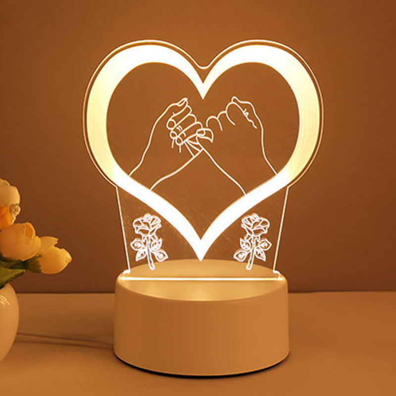 Lampa 3D akrylowa lampy nocne USB Neon lampa lampa Xmas Dekoracje domu na wystrój pokoju Walentynki Prezenty