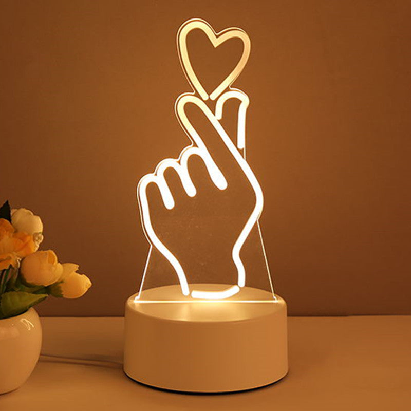 3D -lampun akryyli USB LED -yövalot Neon Sign Lamp Xmasin kodinkoriste huoneen sisustus Ystävänpäivälahjat