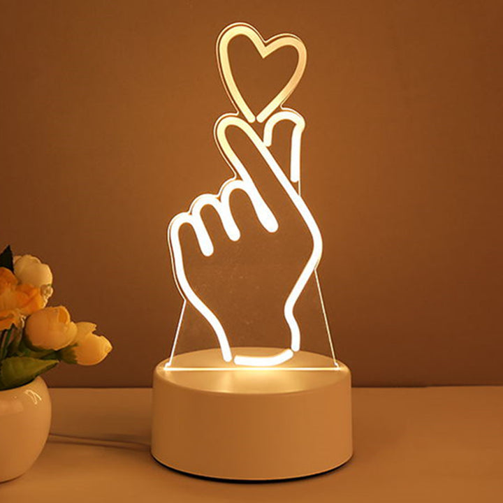 Lámpara 3D acrílica USB LED LED NIGHT LECH LAMP DE NEON Decoraciones del hogar para decoración de la habitación Regalos del día de San Valentín