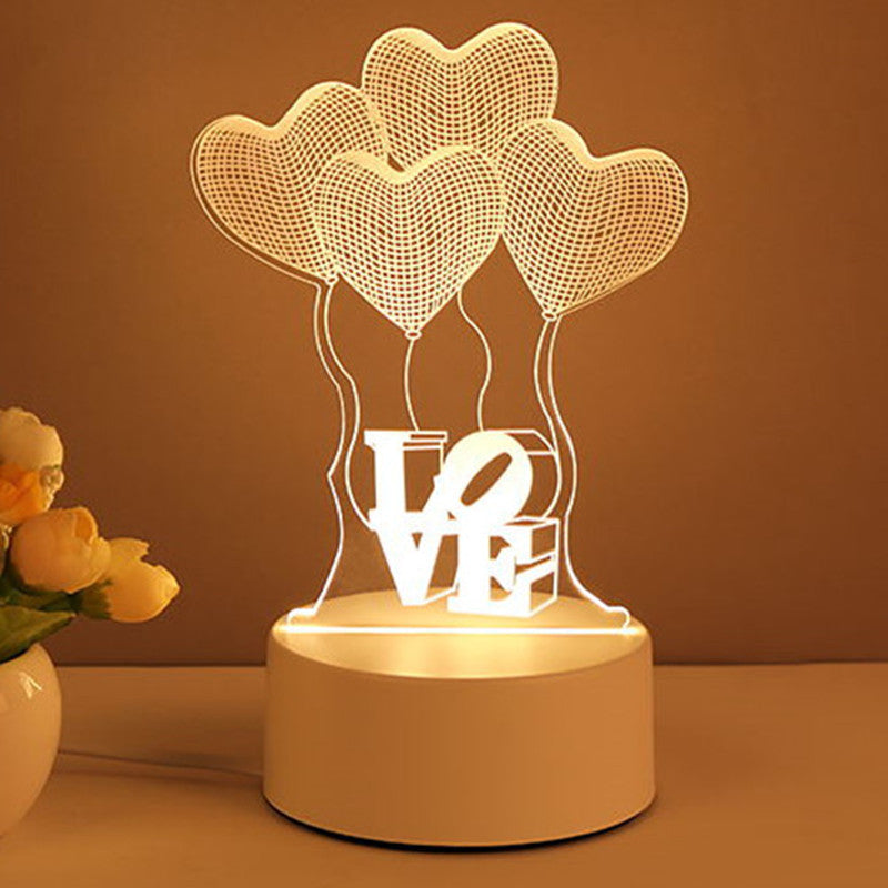 Lampa 3D akrylowa lampy nocne USB Neon lampa lampa Xmas Dekoracje domu na wystrój pokoju Walentynki Prezenty