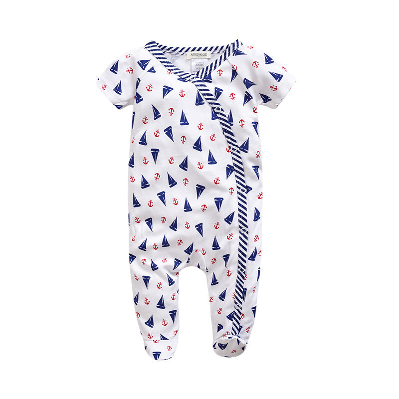 Children's Jumpsuit, Flower Baby Clothes, Short-sleeved Foot-wrapped Baby Clothes Factory