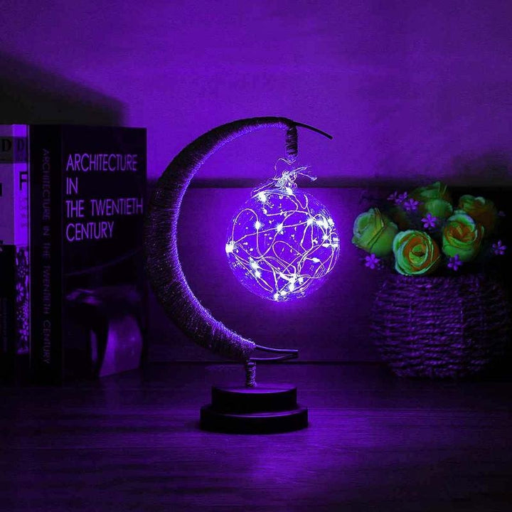 Led Moon Light Smeedijzeren ornament Lichte Star Vorm Koperdraad Licht Decoratief licht USB -batterij