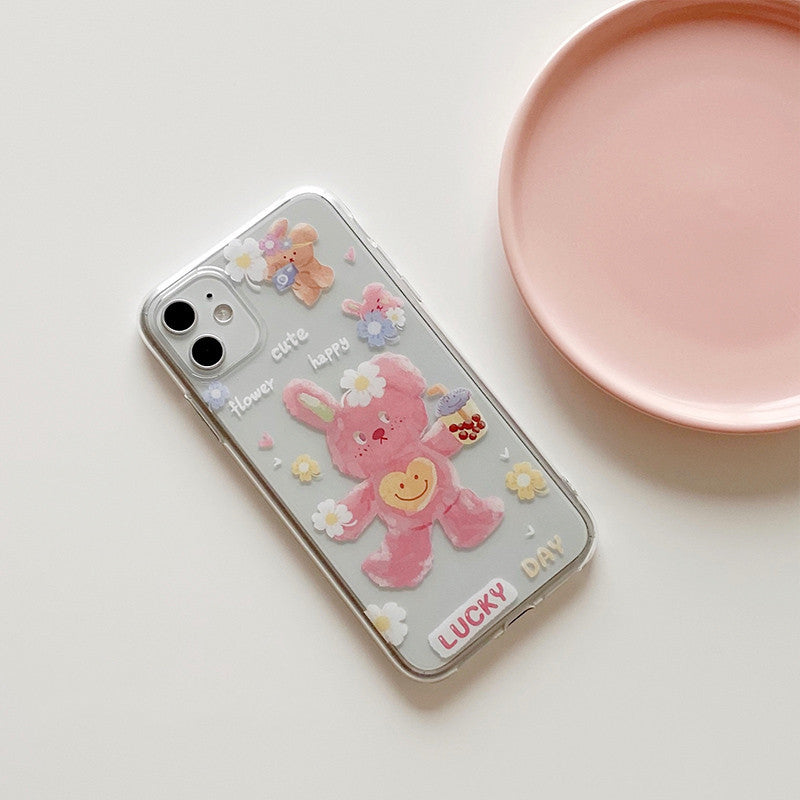 Compatible with Apple , Oil Painting Style Milk Tea Rabbit Mobile Phone Case