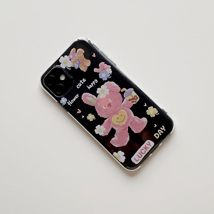 Compatible with Apple , Oil Painting Style Milk Tea Rabbit Mobile Phone Case