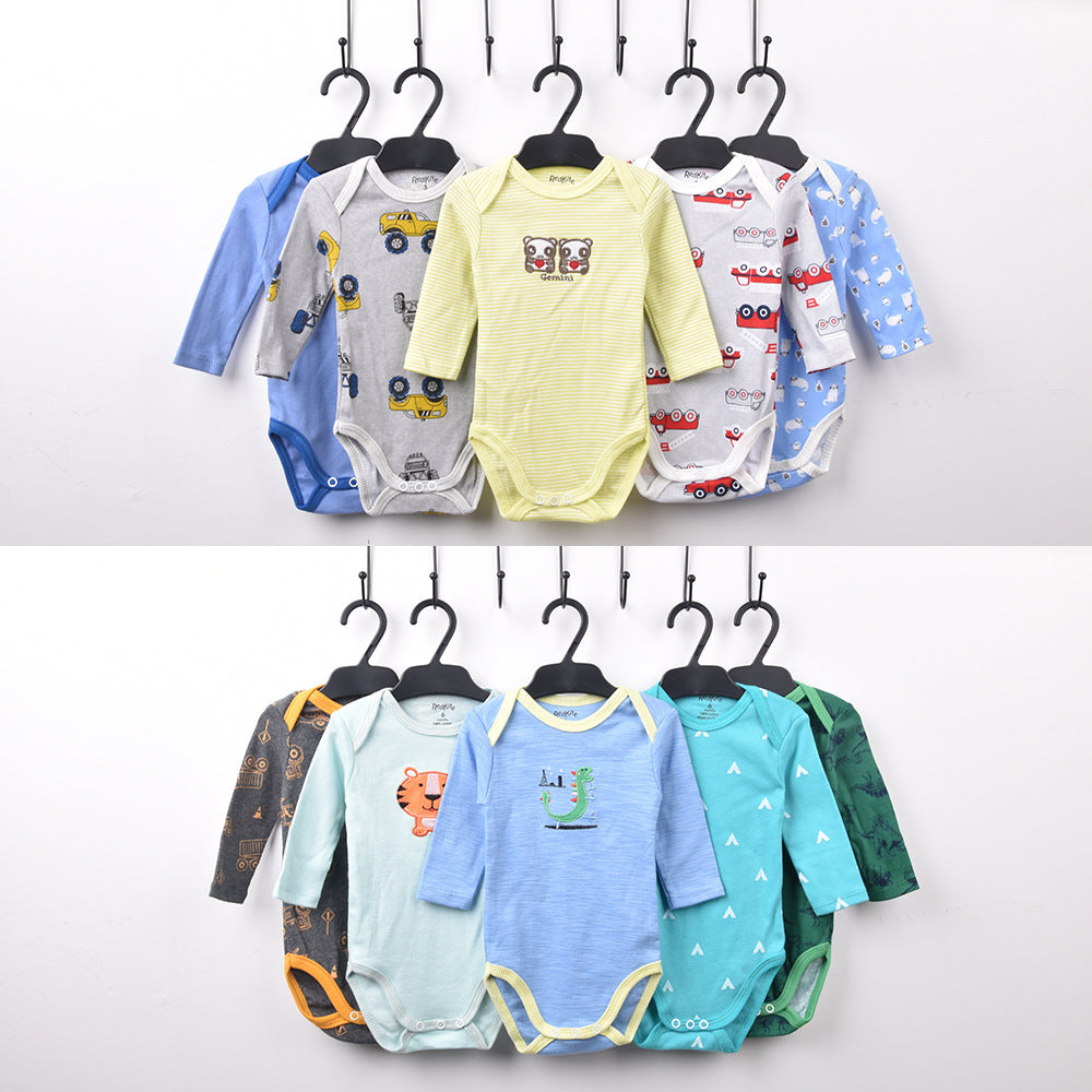 Redkite Baby Romper 5-Piece Pack Cotton Convelope Collar Long Sleeve Triangle Romper Baby Romper