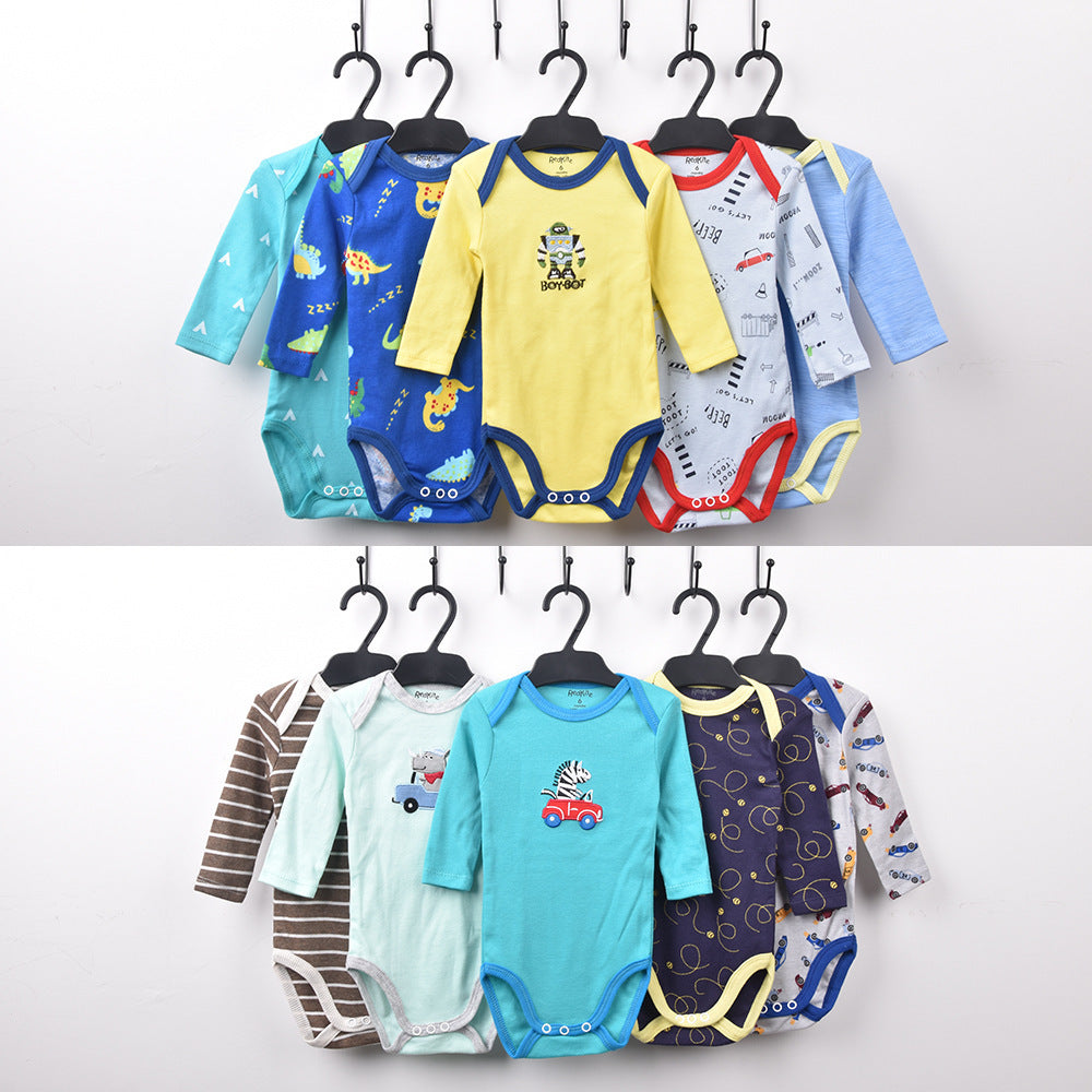 Redkite Baby Romper Pack de 5 piezas Sobre de algodón Collar Triángulo de manga larga Romper para bebés