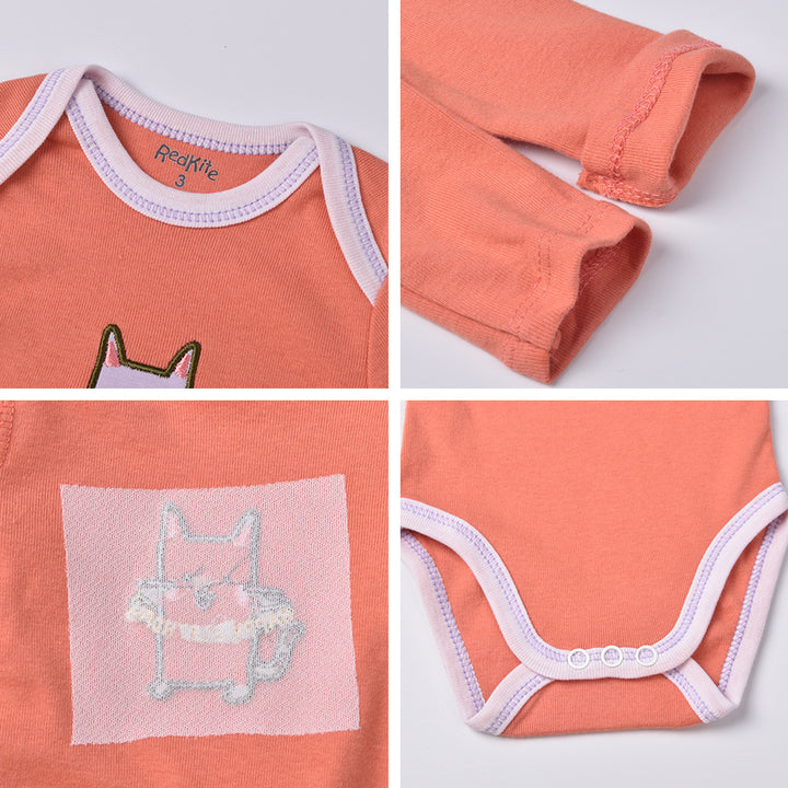 Redkite Baby Romper Pack de 5 piezas Sobre de algodón Collar Triángulo de manga larga Romper para bebés