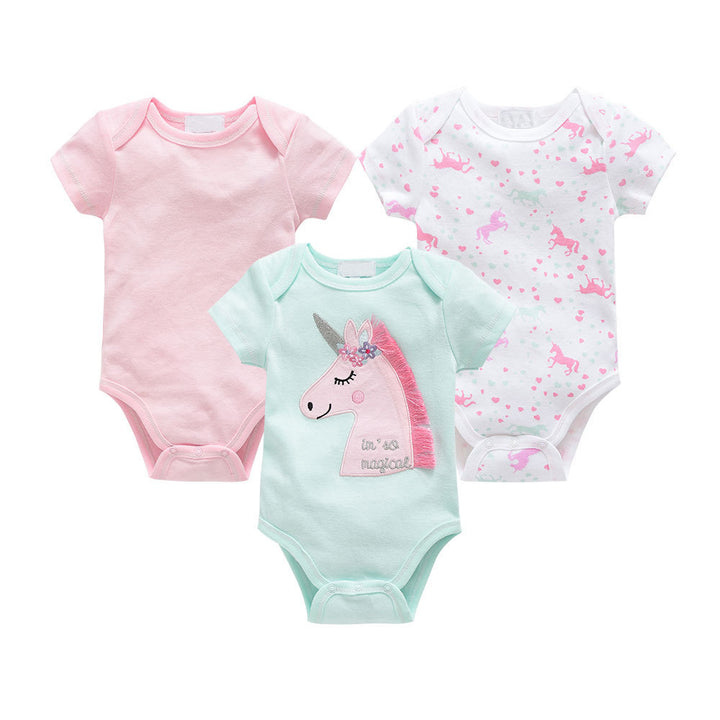 Vauva on kolmen kappaleen puku uusi puuvilla lyhythihainen pusero vauvavaatteet vaatteet