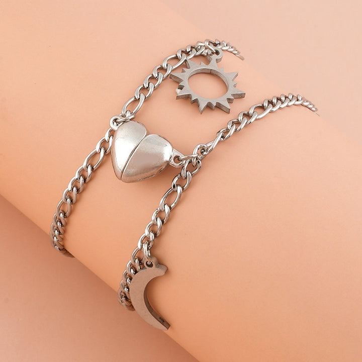 Set di bracciale a forma magnetica a forma di cuore della luna