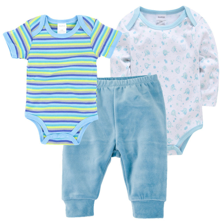 Твърд цвят корейски новородени бебешки дрехи деца комплект