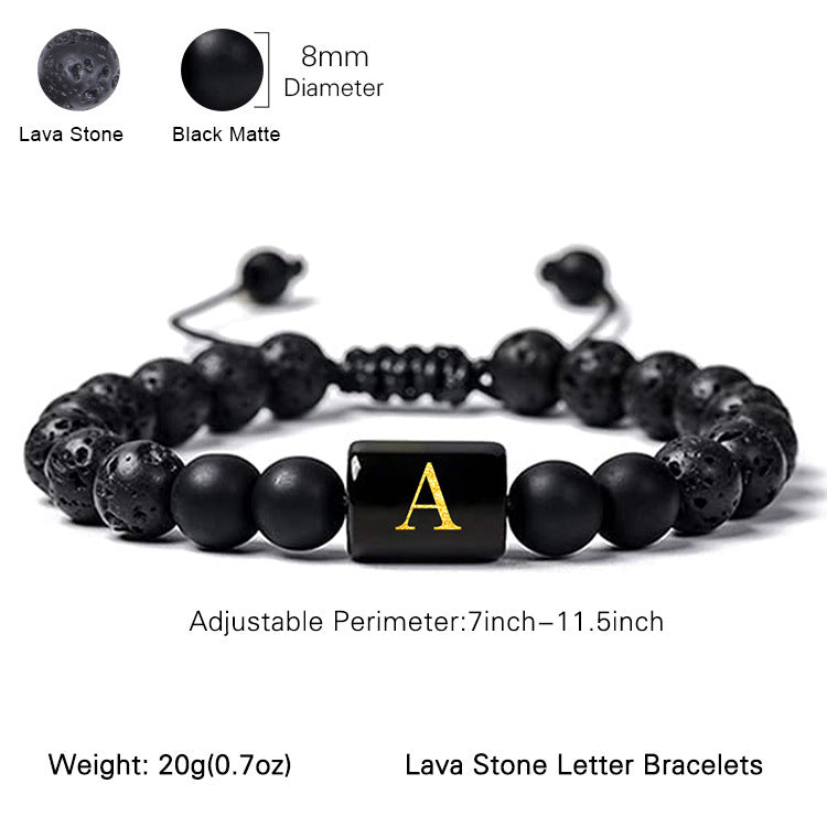 A- Z Bracciale olio essenziale vulcanico Bracciale 26 Bracciale in pietra glassata naturale