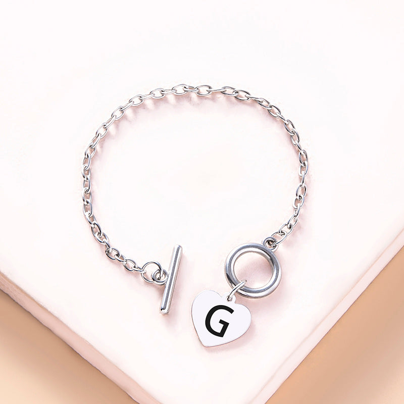 Srebrny kolor linku łańcucha OT klamra Bransoletka 26 Początkowa litera serce urok Braceletów dla kobiet dziewcząt