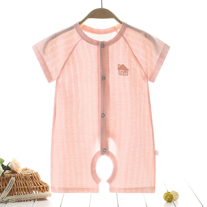 Бебешки дрехи от еднократни дрехи летни тънки мъжки дрехи чисти памук женски пижами летни къси ръкави за новородени деца летни дрехи