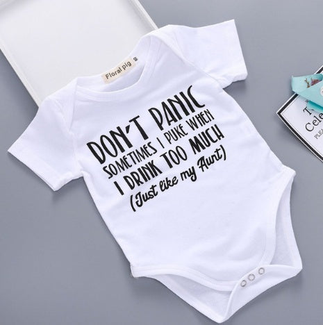 Haine nou -născute pentru bebeluși amuzant 1 aniversare tati scrisoare alb cu mânecă scurtă corpuri pentru copii mici haine pentru bebeluși din bumbac (China)