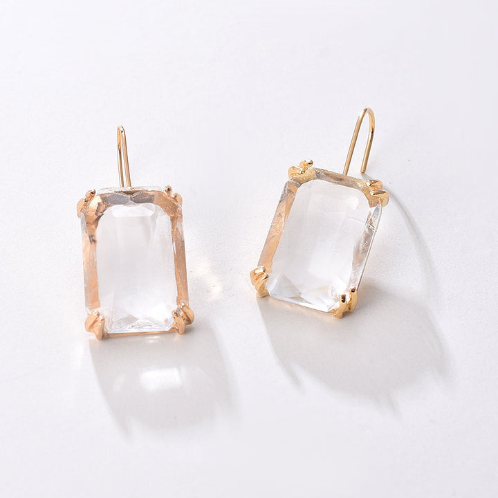 Color rhinestone square earrings with diamonds