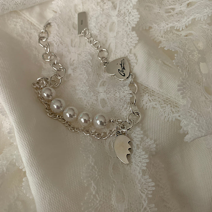 Retro Love Letter Bracelet Double-layer Pearl Bracelet