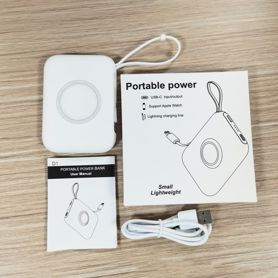 5000mAh Portable Three-in-One Power Bank med kabel