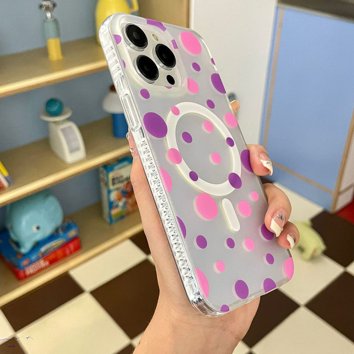 Magnetic Phone Case Polka Dot Cute Frosted Protective Cover
