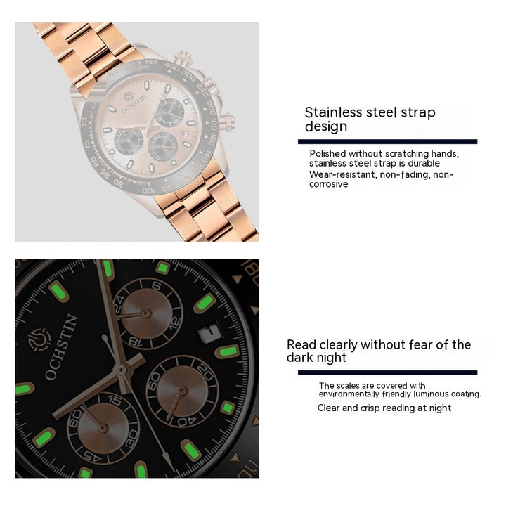 Stalen riem multifunctioneel horloge heren waterdicht lichtgevend