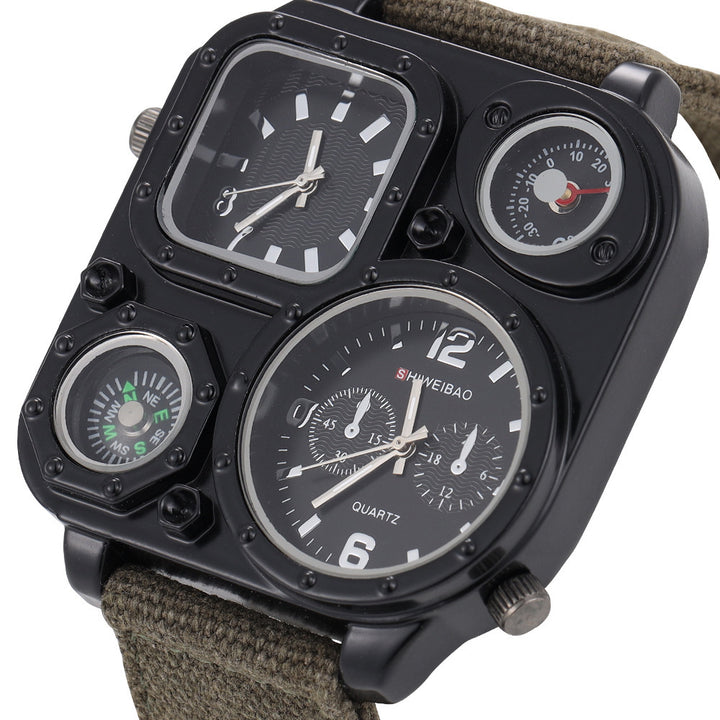 Cadran personnalisé de la zone multi-temps de montre militaire pour hommes