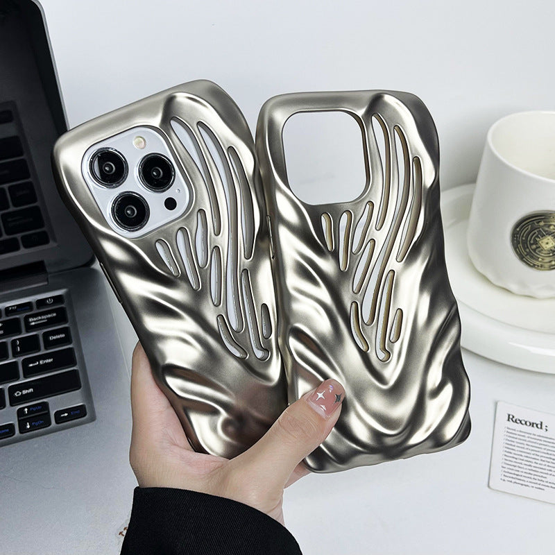 Триизмерен модел на куха вълна с електропластика Матов титан сиво Приложим телефон на телефона