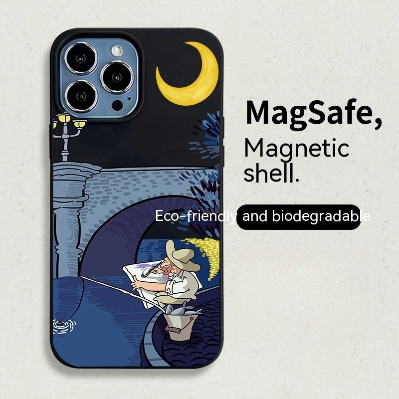 Magnetic Phone Case Men's New Retro All-inclusive Drop-resistant