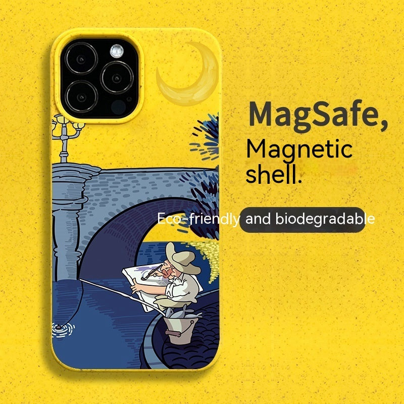 Magnetic Phone Case Men's New Retro All-inclusive Drop-resistant