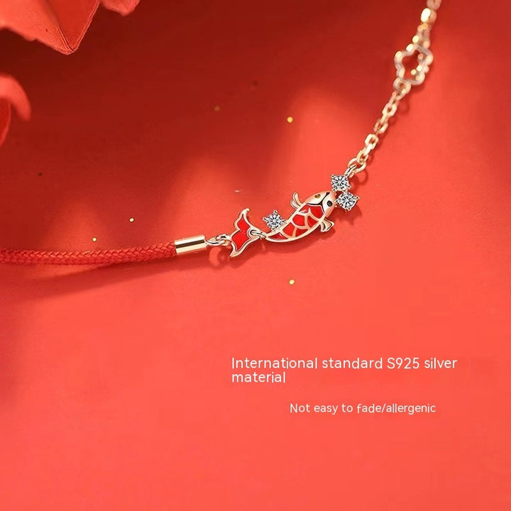 Koi Bracelet Girls 'Sterling Silver 925 Niche Accessoires Red Corde